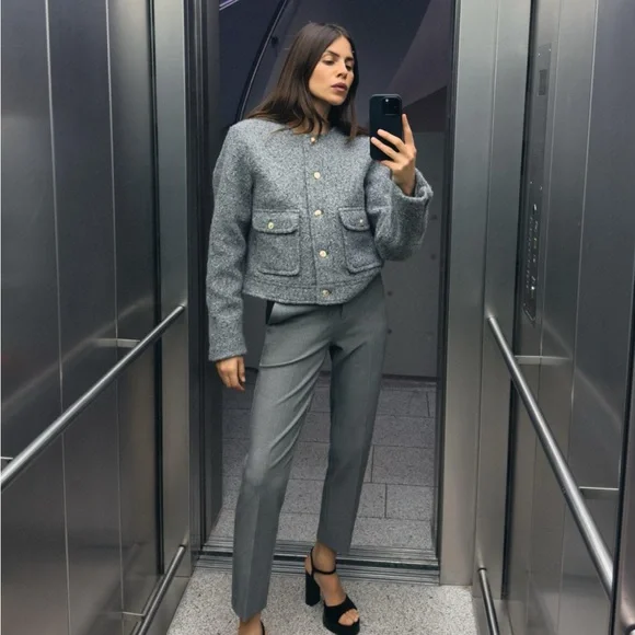 Zara Gray Blazer Jacket - Picture 1 of 9